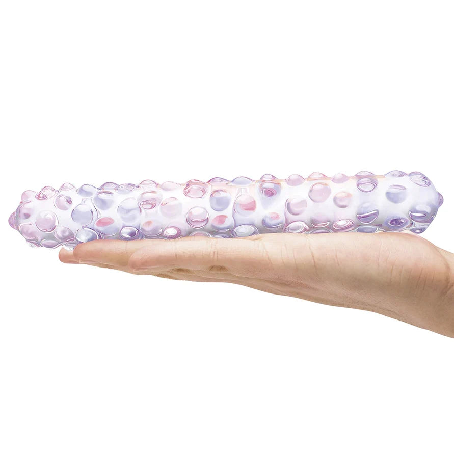 Glas 9" Purple Rose Nubby Glass Dildo