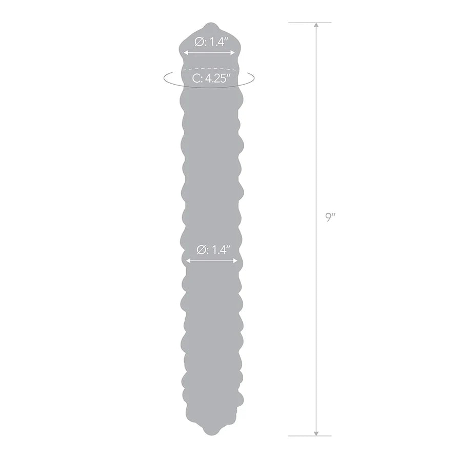 Glas 9" Purple Rose Nubby Glass Dildo