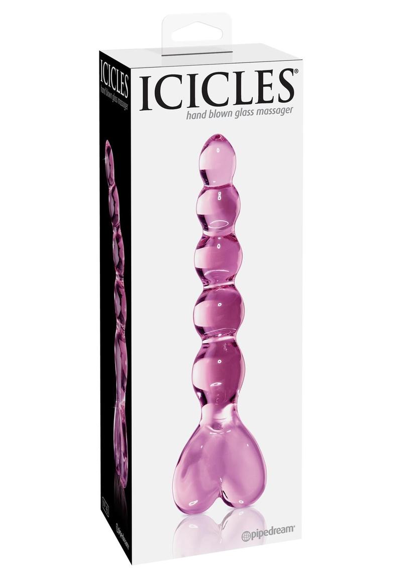 Icicles No. 43 Beaded Pink Glass Massager Elegant Hand-Blown