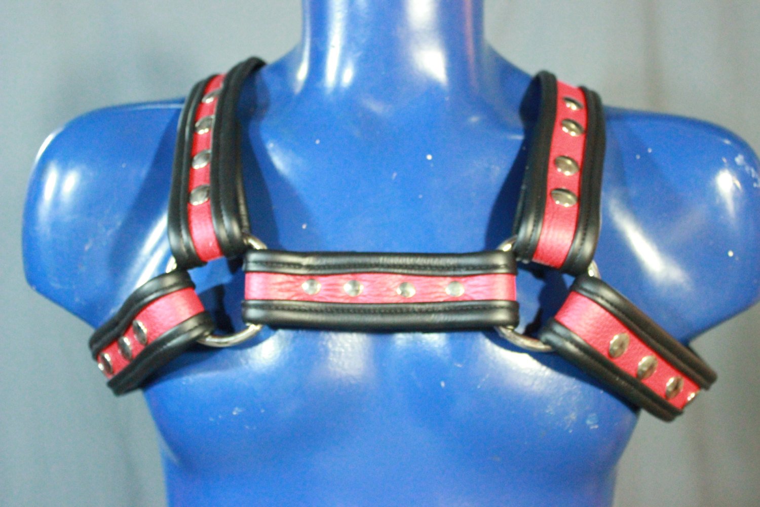 Red and Black Bulldog Harness - Our Softest Leather!