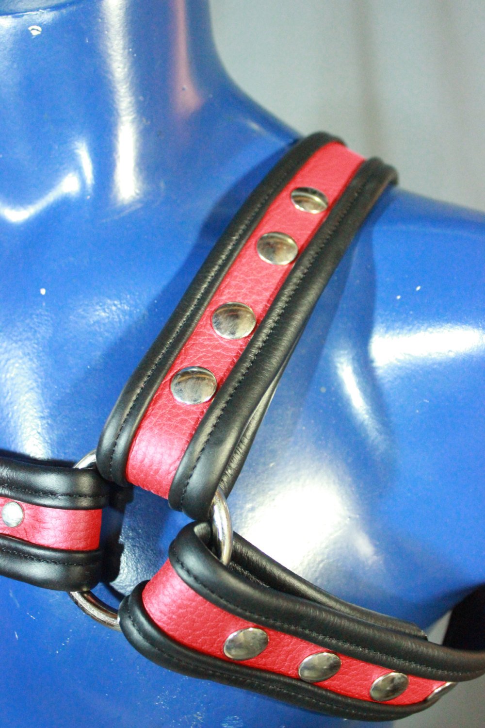Red and Black Bulldog Harness - Our Softest Leather!