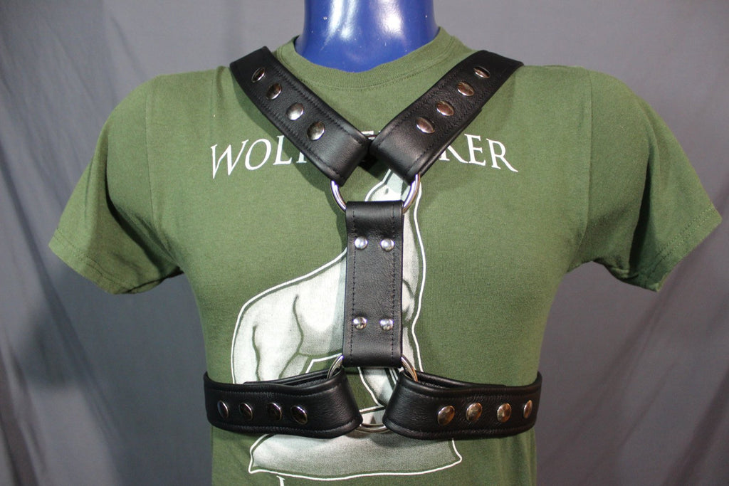 Classic Black Extended X Harness, Soft Leather Strapping