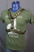 Military Olive and Brass Extended X Harness, Soft Leather Strapping