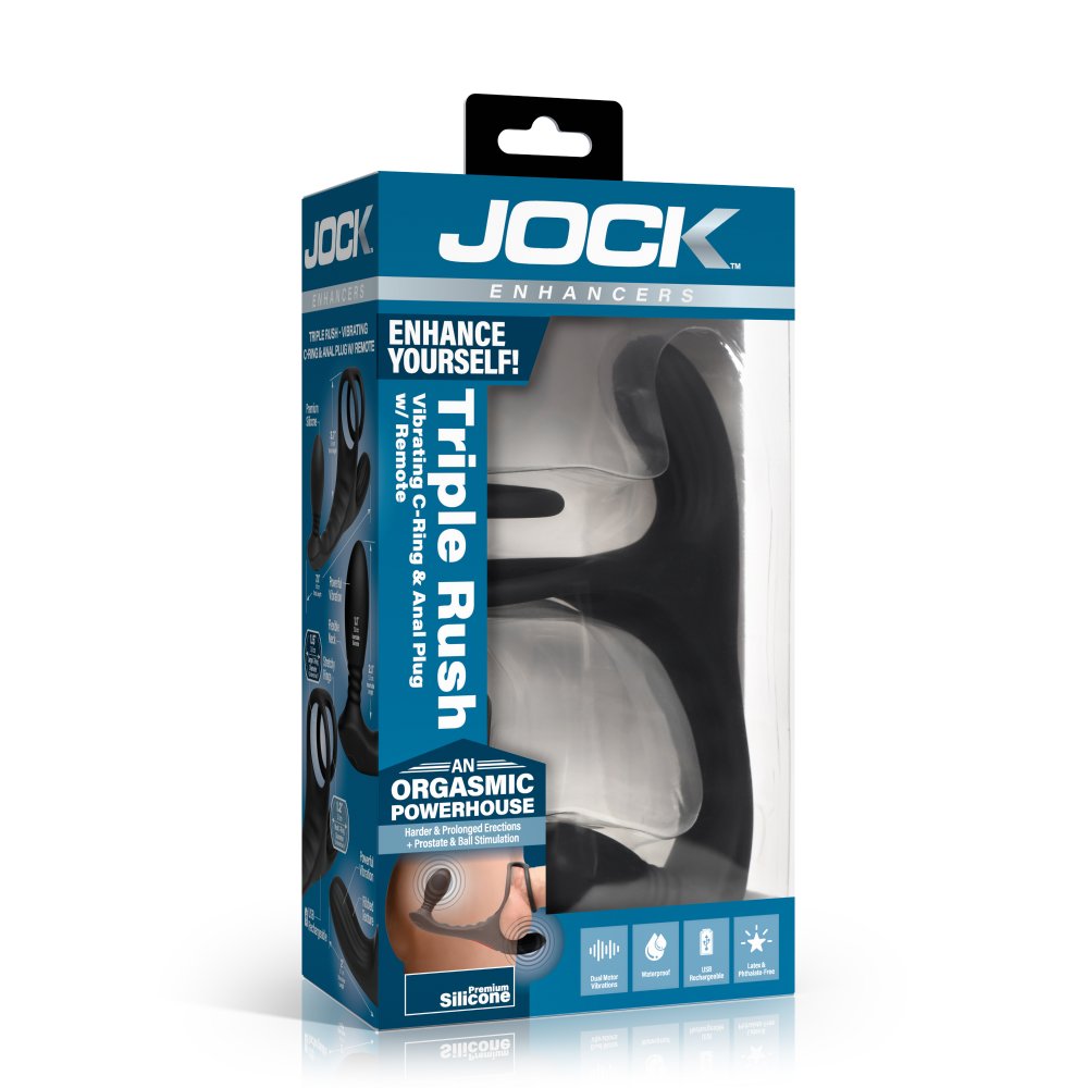 JOCK Enhancers Triple Rush Vibrating C-Ring and Anal Plug