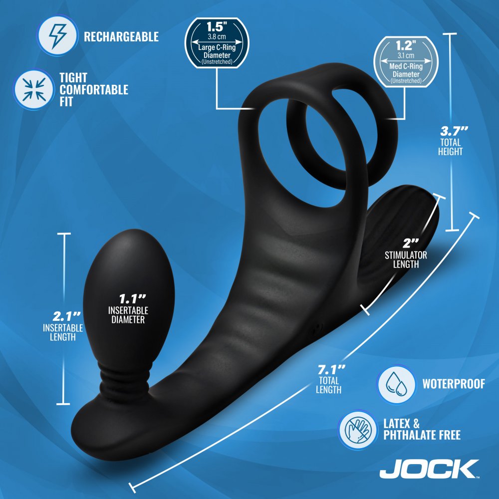 JOCK Enhancers Triple Rush Vibrating C-Ring and Anal Plug