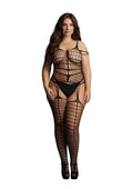 Le Desir Shredded Suspender Bodystocking With Bold Lingerie