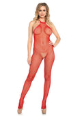 Leg Avenue Fishnet Halter Bodystocking With Sexy Lingerie
