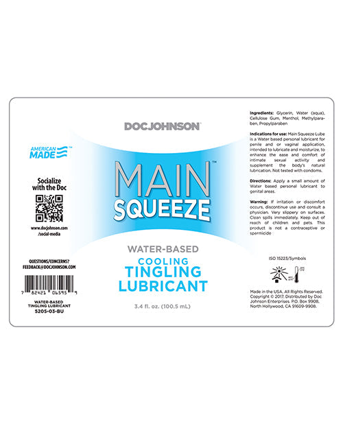 Main Squeeze Cooling Tingling Water-Based Lube 3.4oz