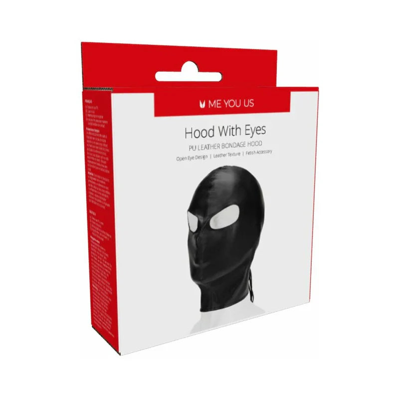 Me You Us PU Leather BDSM Hood with Eyes