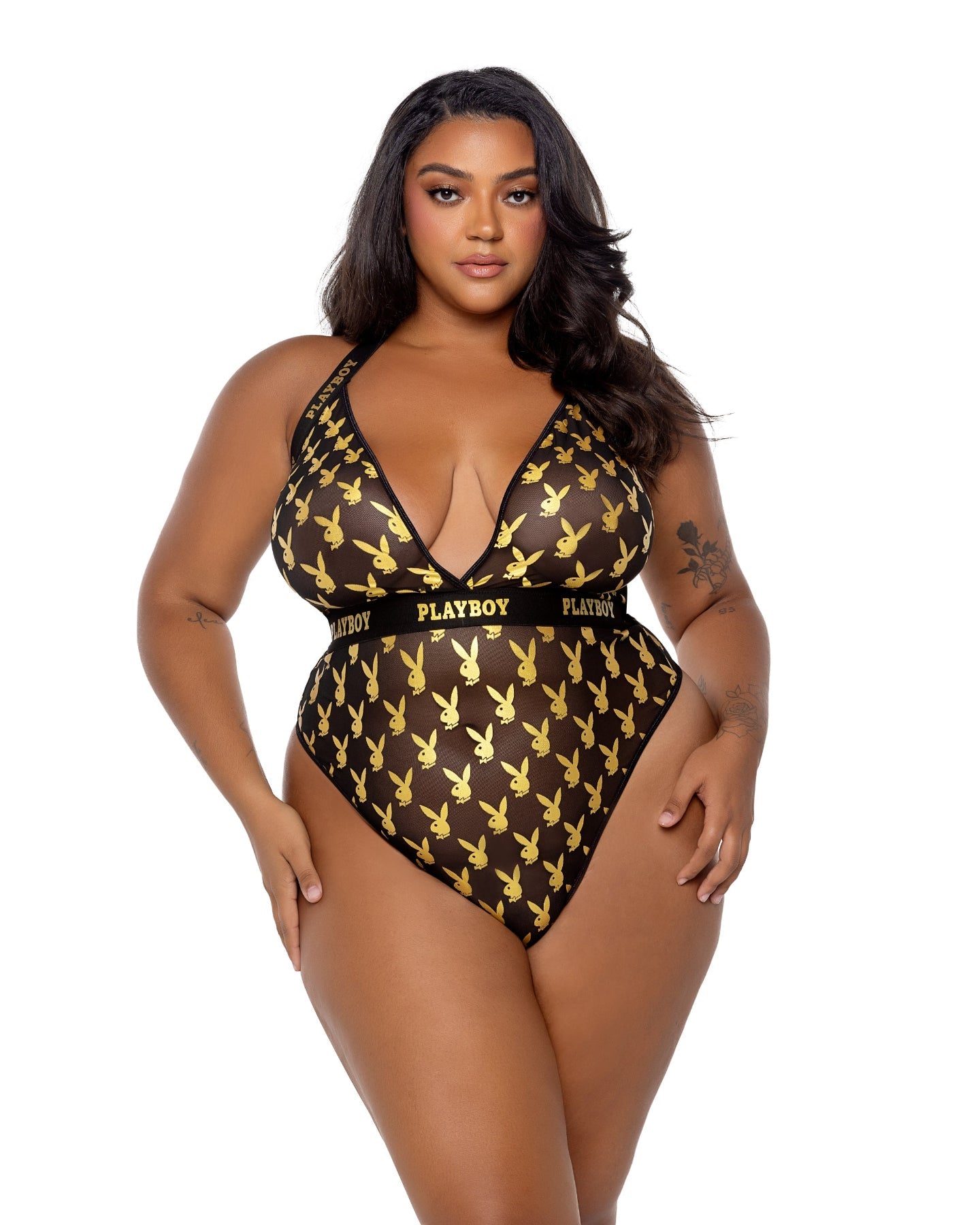 Black & Gold Playboy Foiled Bunny Teddy