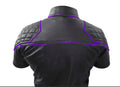 OnF Quilted Leather Shirts in Black with Purple Piping