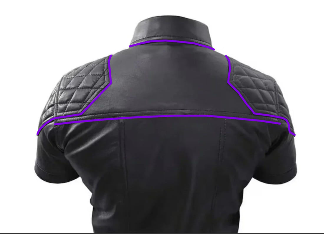 OnF Quilted Leather Shirts in Black with Purple Piping