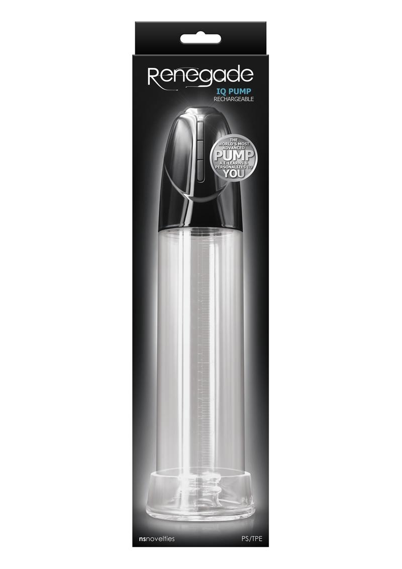Renegade IQ Rechargeable Penis Pump Clear Cylinder with Black Cap