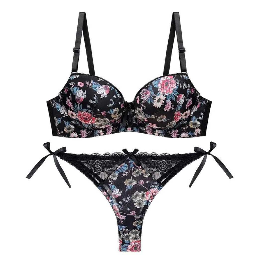 Sexy Floral Bra - Thong Set