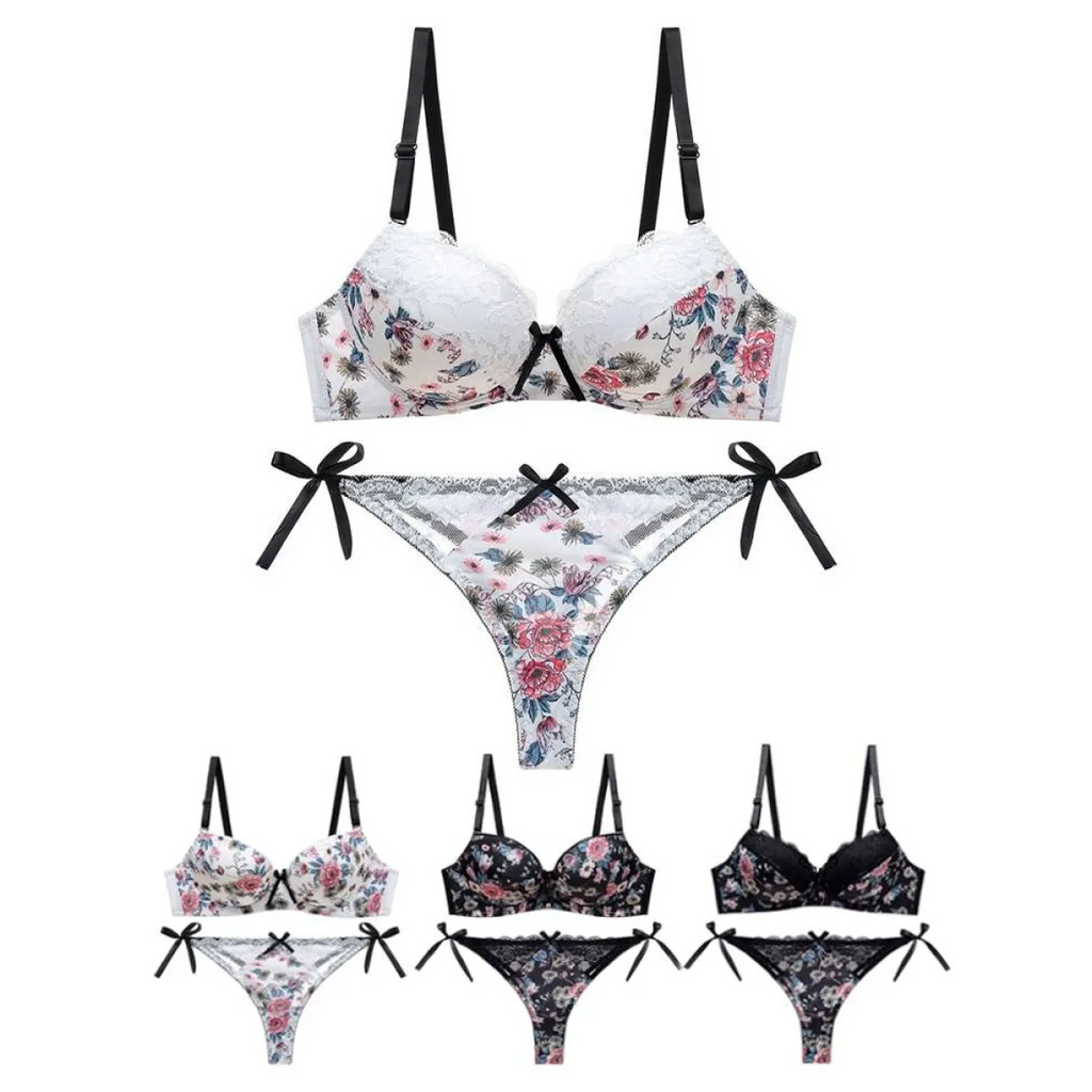 Sexy Floral Bra - Thong Set
