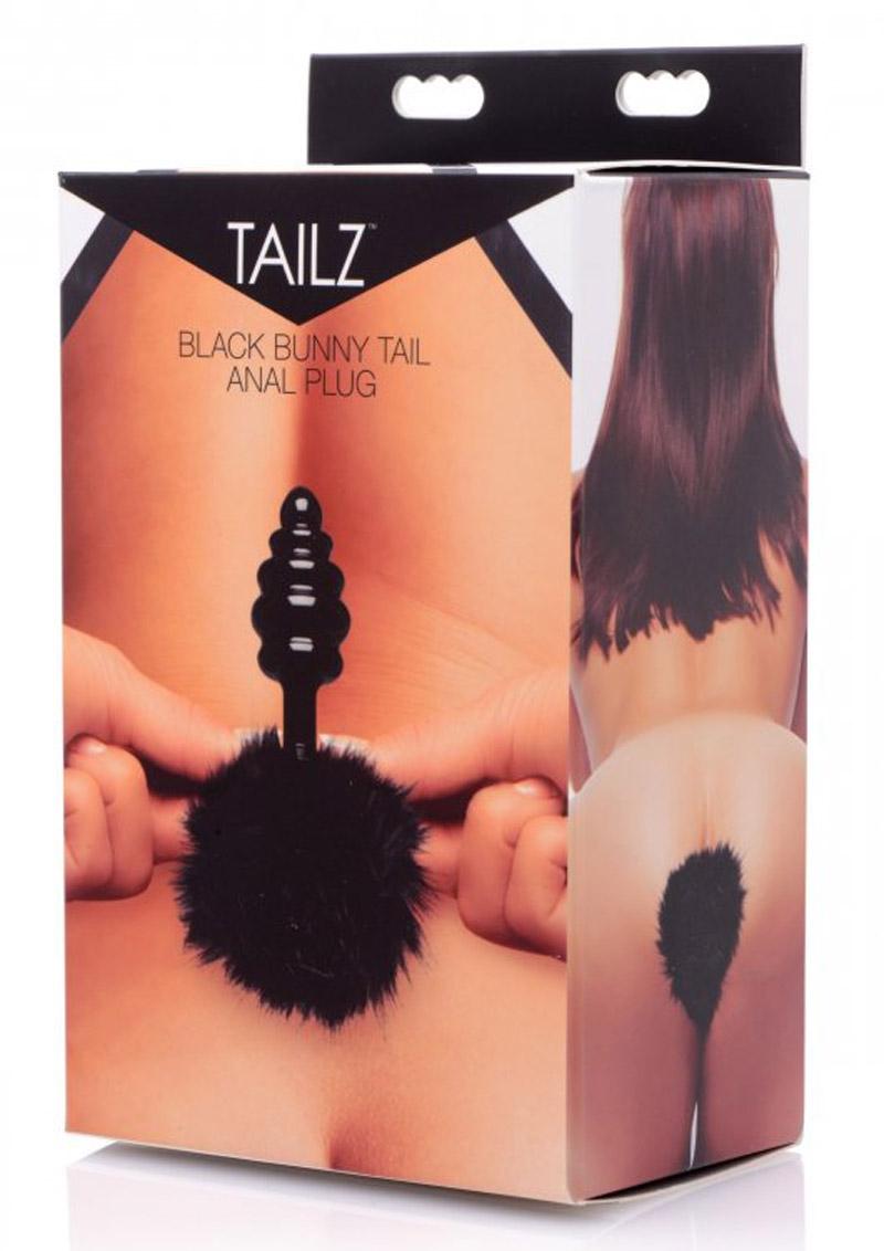 Tailz Black Bunny Tail Anal Plug Faux Fur Anal Plug