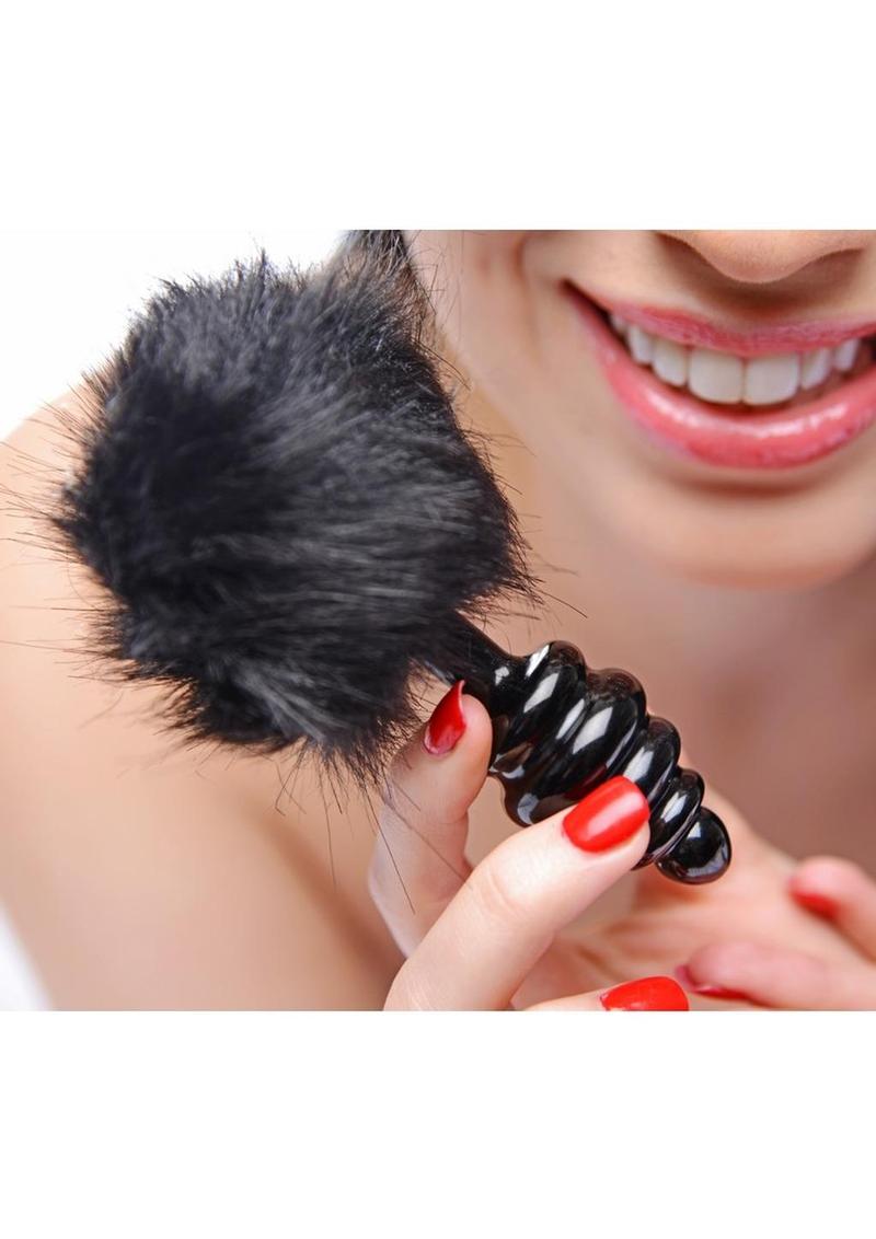 Tailz Black Bunny Tail Anal Plug Faux Fur Anal Plug