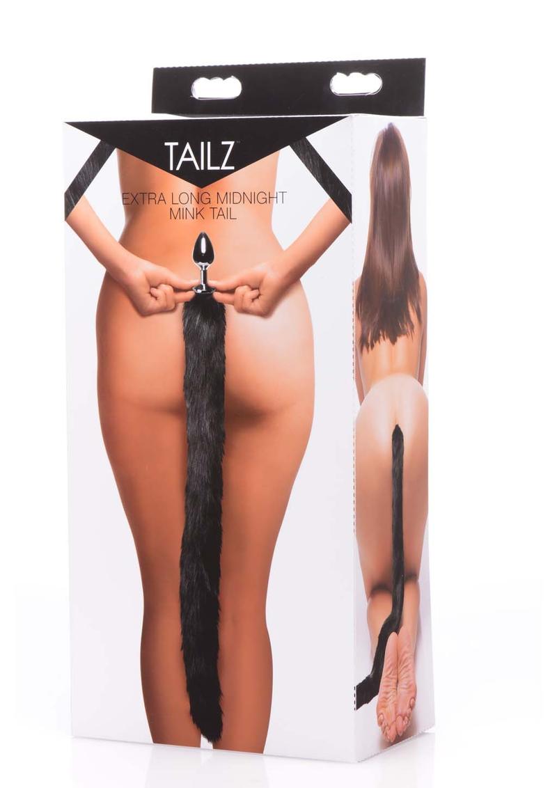 Tailz Extra Long Midnight Mink Tail Anal Plug Luxurious Faux Fur