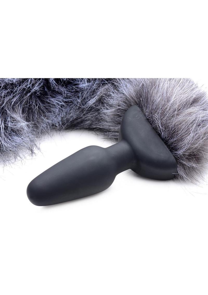 Tailz Vibrating Grey Fox Tail Anal Plug Powerful Vibrations