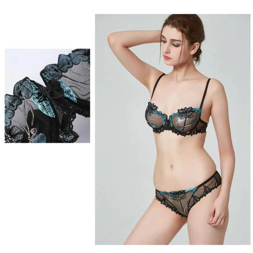 Sexy Transparent Flower Lingerie Set